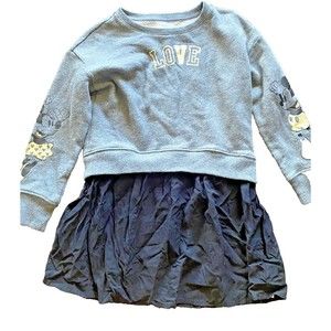 Gap Kids Disney Dress Mickey Minnie Small 6  7 Years Love Gray Black Gold Cute!